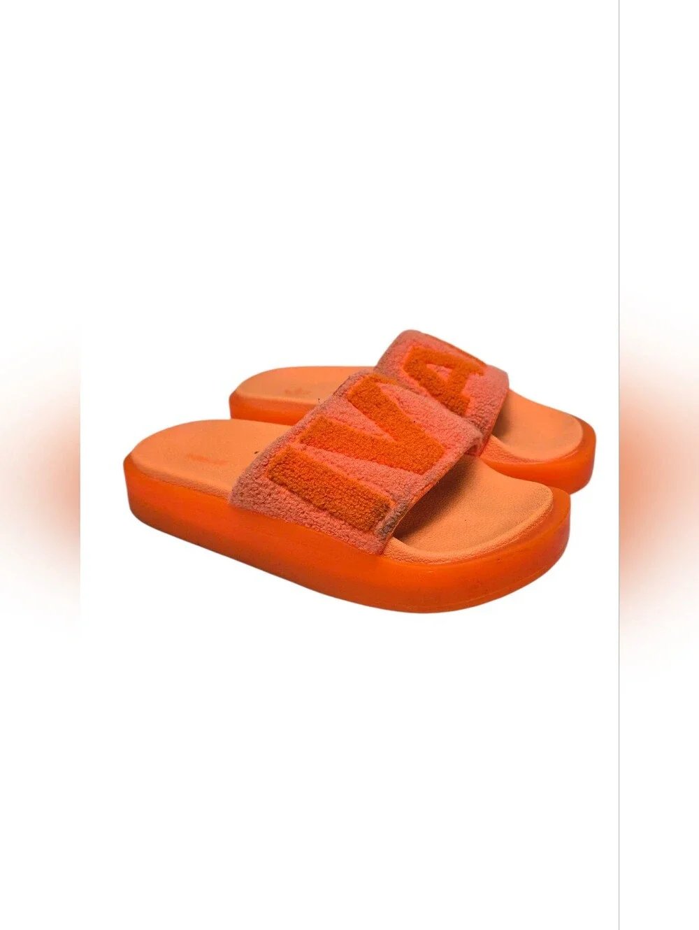 Adidas Ivy Park Orange Towel Terry Cloth Slides Platform Sandals Size 6